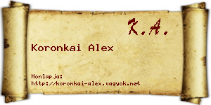 Koronkai Alex névjegykártya